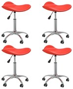 Cadeiras de jantar giratórias 4 pcs couro artificial vermelho