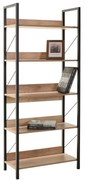 Estante "Rovere" - Nogueira e Preto - 73x172x35cm - Design Moderno