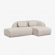 Sofá Modular Chaise Longue Direito De 2 Peças Com Divã Esquerdo Em Chenille Coquette Chenille Beige Creme - Sklum
