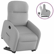 vidaXL Poltrona reclinável elevatória tecido cinzento-nublado