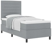 Cama Box Spring com Colchão Cinza Claro 80x200 cm Tecido