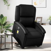 vidaXL Poltrona massagens reclinável elevatória couro artificial preto