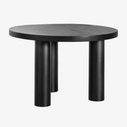 Mesa De Jantar Redonda Ø120 Cm Em Madeira De Manga Amanza Preto Claro - Sklum