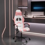 vidaXL Cadeira gaming couro artificial branco e rosa