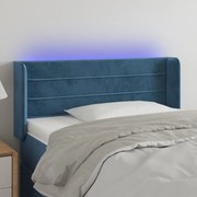 Cabeceira de cama c/ luzes LED veludo 93x16x78/88cm azul-escuro