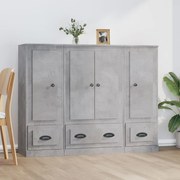 vidaXL Armários altos 3 pcs derivados de madeira cinzento cimento