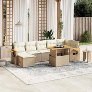 vidaXL 8 pcs conjunto de sofás p/ jardim com almofadões vime PE bege
