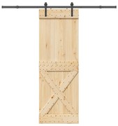 VidaXL Porta de correr com ferragens 80x210 cm madeira de pinho maciça