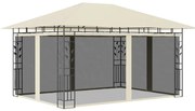 vidaXL Gazebo com rede mosquiteira 4x3x2,73 m 180 g/m² creme