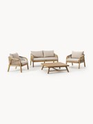 Conjunto lounge de jardim em madeira de acácia Lu, conjunto de 4