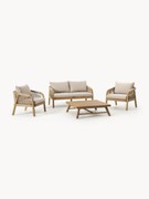 Conjunto lounge para jardim em madeira de acácia Lu, conjunto de 4