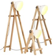 vidaXL Candeeiros de chão 3 pcs E27 mangueira maciça branco