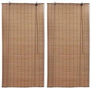 vidaXL Estores de rolo 2 pcs 80 x 160 cm bambu castanho