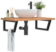 vidaXL Prateleira de parede p/ lavatório aço/madeira de faia maciça