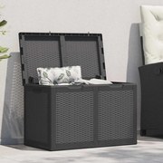 vidaXL Caixa de arrumação para jardim 180 L vime PP preto