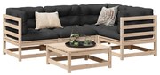 5 pcs conjunto de sofás de jardim com almofadões pinho maciço