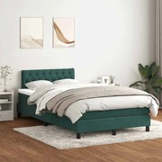 vidaXL Cama com molas/colchão 120x220 cm veludo verde-escuro