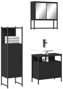 3 pcs conjunto móveis casa de banho derivados de madeira preto