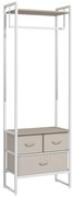 HOMCOM Suporte para Cabides com 3 Gavetas de Tecido Barra para Pendurar e Prateleira para Entrada Quarto 58,5x30x178 cm Natural