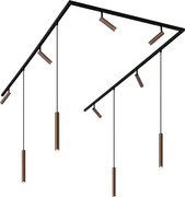 Sistema de iluminação de trilho moderno com 6 focos e 4 pendentes bronze escuro monofásico - Slimline Uzzy Keno