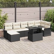 vidaXL Conjunto de Sofá de Jardim de 8 Peças com Almofadas Preto em Rattan Sintético