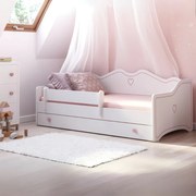 Cama infantil Emma 160x80 rosa/branca - colchão e estrado incluído