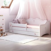 Cama juvenil Emma 180x80 rosa/branca - colchão e estrado incluído