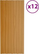 vidaXL Painéis de telhado 12 pcs 100x45 cm aço galvanizado natural