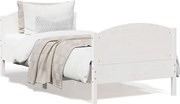 vidaXL Cama sem colchão 75x190 cm madeira de pinho maciça branco