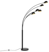 Candeeiro de pé design preto 5-light - Sixties Marmo Moderno,Design