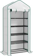 Outsunny Estufa Pequena de Jardim de 5 Prateleiras Cada 10 kg Estufa Resistente com 1 Porta com Fecho de Correr 90x49x193 cm Branco | Aosom Portugal