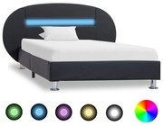 vidaXL Estrutura de cama c/ LEDs 90x200 cm couro artificial preto