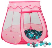 Tenda de brincar infantil com 250 bolas 102x102x82 cm rosa