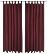 Cortinas de cetim com laços 2 pcs 140 x 245 cm bordô