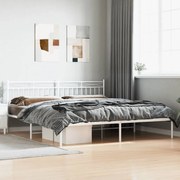 Estrutura de cama com cabeceira 193x203 cm metal branco