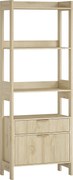 HOMCOM Estante Alta Móvel de Arrumação com 4 Prateleiras Abertas e 2 Gavetas Caneladas 60x30x160 cm Madeira Natural | Aosom Portugal
