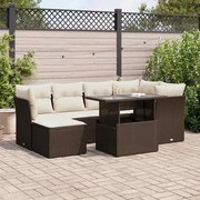 vidaXL 7 pcs conjunto de sofás jardim c/ almofadões vime PE castanho