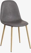 Glamm Estofada Cadeira De Jantar Madeira Natural & Couro Sintético Cinza Antracite & Couro Sintético - Sklum