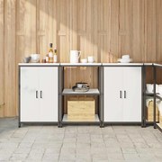 vidaXL Conjunto de Armazenamento de Cozinha com porta 3 pcs Branco Aço