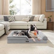 Cama ortopédica para cães com capa de pelúcia 106 x 81 x 18 cm (C x L x A) cinzenta