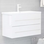 vidaXL Armário lavatório derivados de madeira branco brilhante