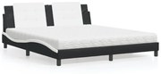 Cama com colchão 180x200 cm couro artificial preto e branco