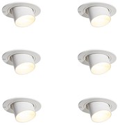 Conjunto de 6 focos embutidos brancos GU10 35mm redondos inclináveis - Installa Moderno