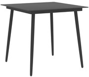 vidaXL Mesa de jantar para jardim 80x80x74 cm aço e vidro preto