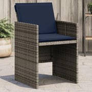 vidaXL Cadeiras de jardim com almofadões 4 pcs vime PE cinzento