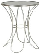 Mesa Trixy - Metal Prata e Topo de Vidro Temperado - Ø 56 cm x 68 cm