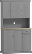 HOMCOM Móvel de Cozinha Estilo Campestre com Prateleiras Reguláveis 101x39x180 cm Cinza | Aosom Portugal