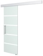 HOMCOM Porta de Correr de Vidro 77,5x205 cm Porta de Correr de Vidro com Trilho Translúcida | Aosom Portugal