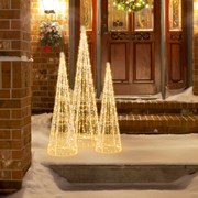 Árvore de Natal artificial de bétula pré-iluminada de 186 cm com 168 luzes LED brancas quentes, estacas de metal, decoração para festa de Natal