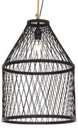 Candeeiro suspenso rural para exterior rattan preto 40x55 cm - Calamus Rústico